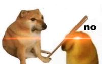 doge booping doge with bat 