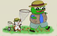 pepe and cat friend bug catching 