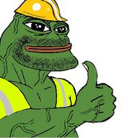 pepe chad construction worker thumbs up 