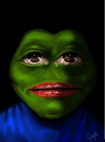 pepe crying realistic painting 