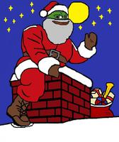 pepe santa going down chimney 
