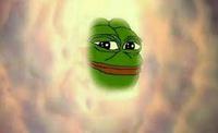 pepe smug face emerging from cloud 