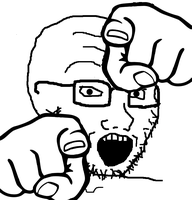 wojak soy boy pointing at you both hands 